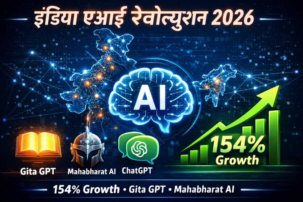 India AI Revolution 2026 – AI growth in India 154% with Gita GPT, Mahabharat AI and ChatGPT technologies