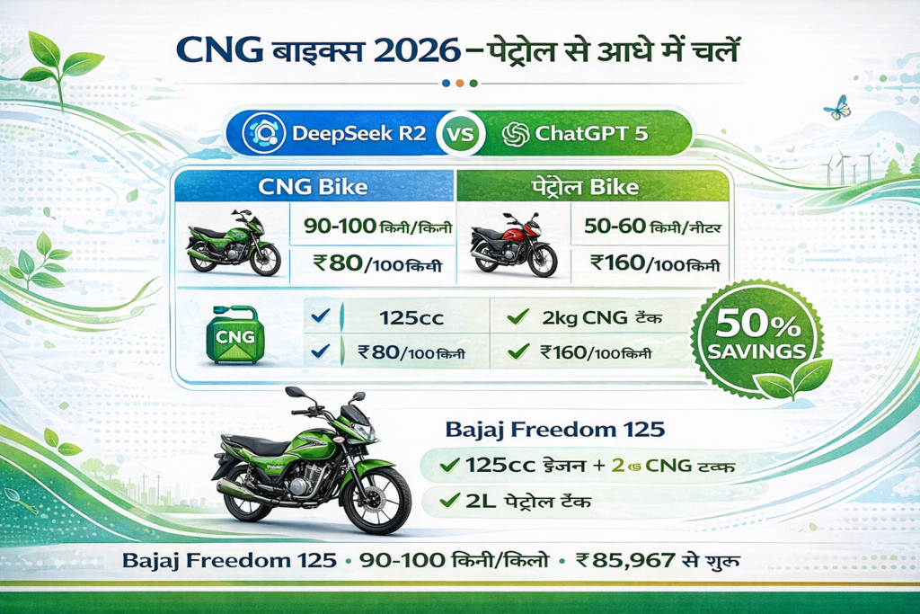 CNG Bikes in India 2026 - Bajaj Freedom 125 price, mileage, TVS Jupiter CNG upcoming