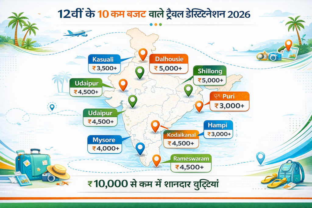 Budget-Friendly Travel Destinations in India 2026 - Kasuali, Mussoorie, Rameswaram, Puri, Mysore, Dalhousie, Shillong, Hampi, Udaipur, Kodaikanal under ₹10,000