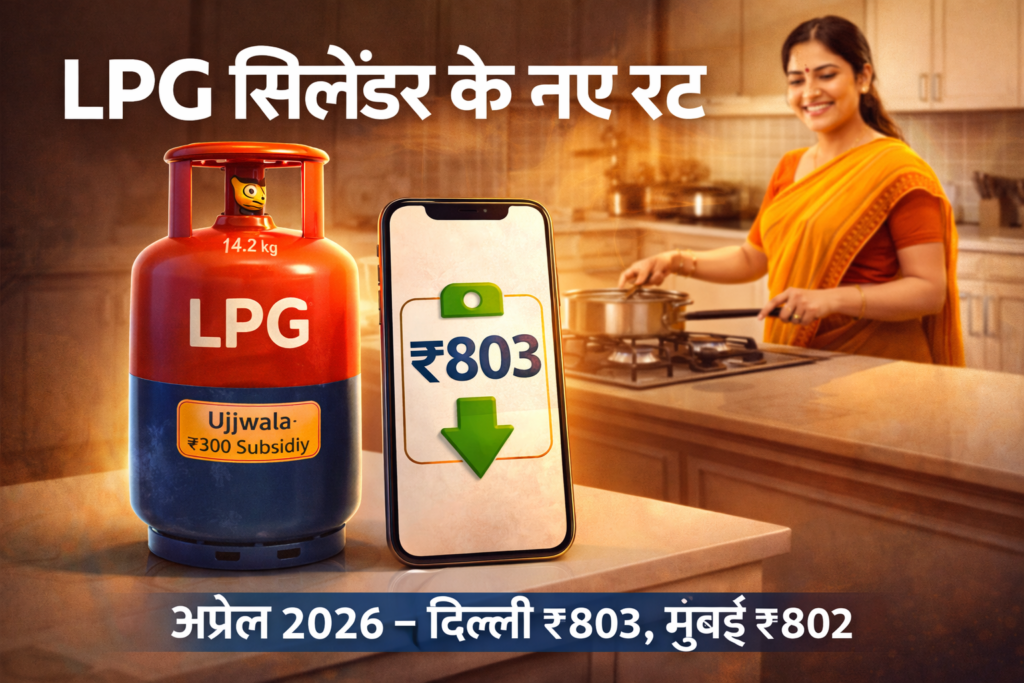 ## 🖼️ Alt Text (SEO Friendly) **LPG सिलेंडर के नए रेट अप्रैल 2026 – दिल्ली ₹803, मुंबई ₹802, Ujjwala ₹300 सब्सिडी अपडेट**